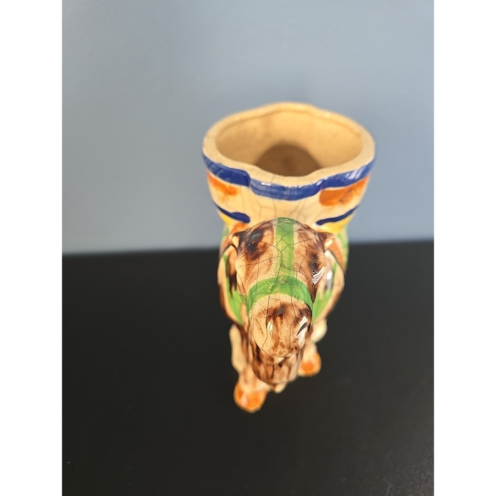 Vtg Japan Crackle Glaze Camel Planter Candle Holder - Middle Eastern Dromedary - Picture 3 of 16